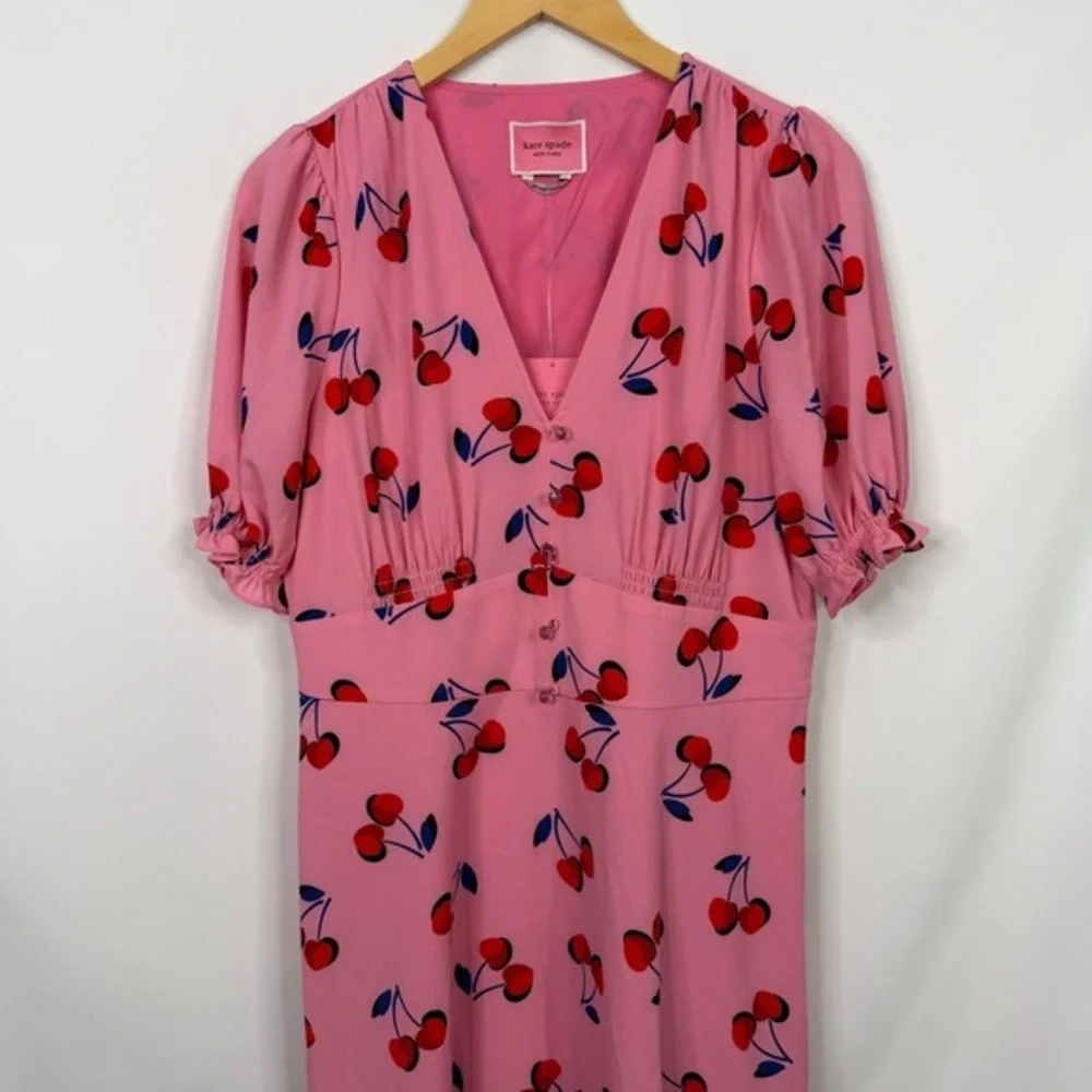 Kate Spade New York Cherry‎ Toss Dress Rosy Carnation Pink Womens 10 NWT